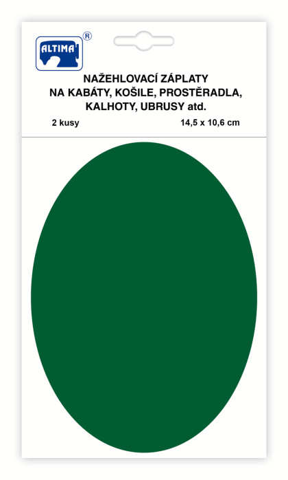 Nažehlovací záplaty jednobarevné ovály - trávově zelená
